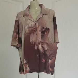 Lululemon Team Canada Stylish Brown and Cream Button-Up Shirt